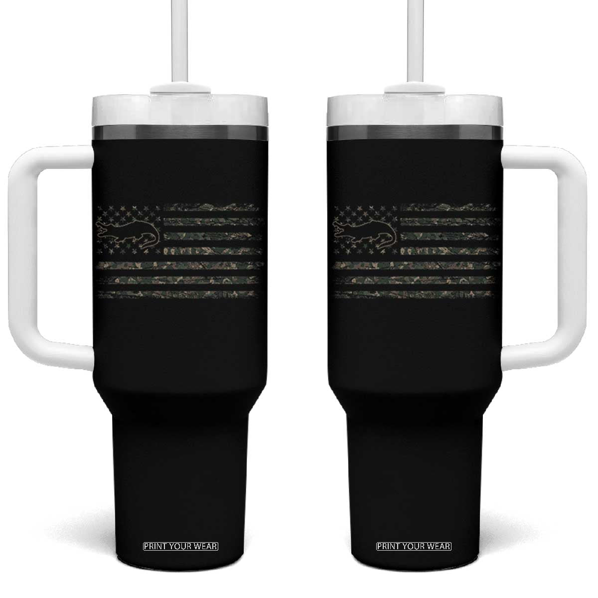 Alligator Hunting Camo American Flag Tumbler With Handle Louisiana Bayou Hunter Gift TS12 One Size: 40 oz Black Print Your Wear
