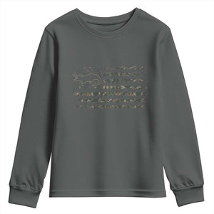Alligator Hunting Camo American Flag Youth Sweatshirt Louisiana Bayou Hunter Gift