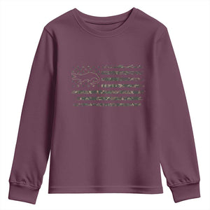 Alligator Hunting Camo American Flag Youth Sweatshirt Louisiana Bayou Hunter Gift