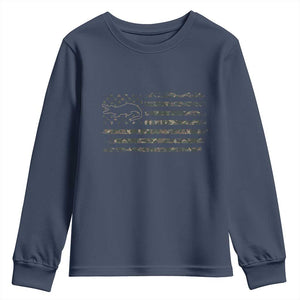 Alligator Hunting Camo American Flag Youth Sweatshirt Louisiana Bayou Hunter Gift