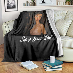 Funny Sassy Christian Doll Face Meme Throw Blanket Jesus Saw That