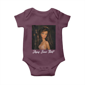 Funny Sassy Christian Doll Face Meme Baby Onesie Jesus Saw That