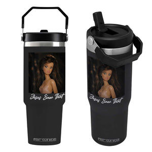 Funny Sassy Christian Doll Face Meme Flip Straw Tumbler Jesus Saw That