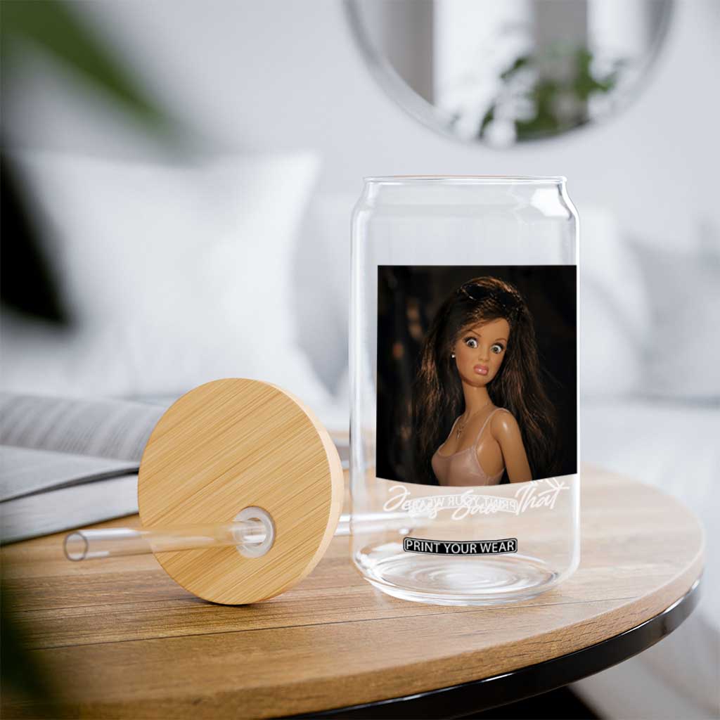 Funny Sassy Christian Doll Face Meme Glass Can Jesus Saw That