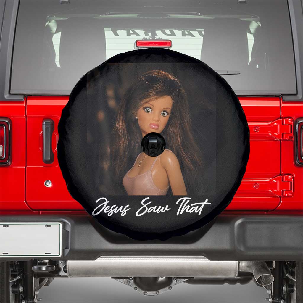 Funny Sassy Christian Doll Face Meme Spare Tire Cover Jesus Saw That
