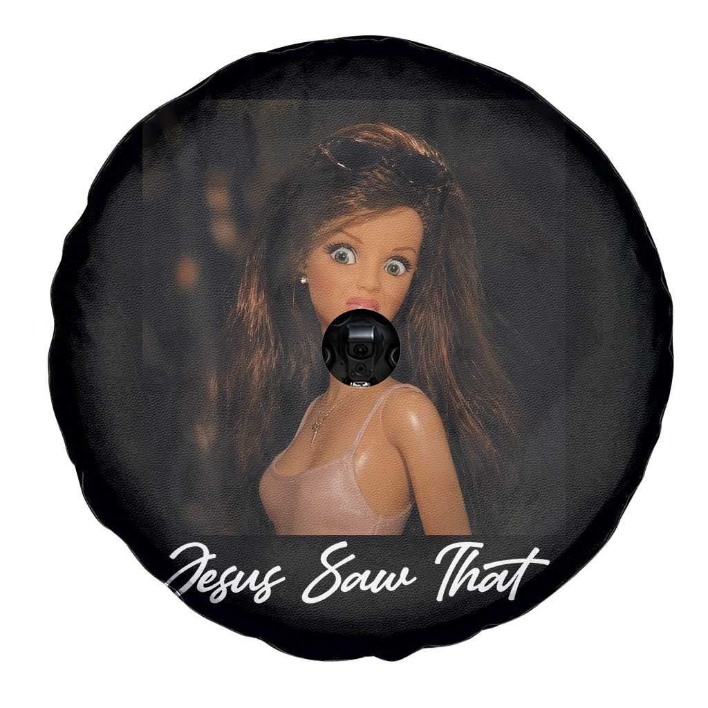 Funny Sassy Christian Doll Face Meme Spare Tire Cover Jesus Saw That