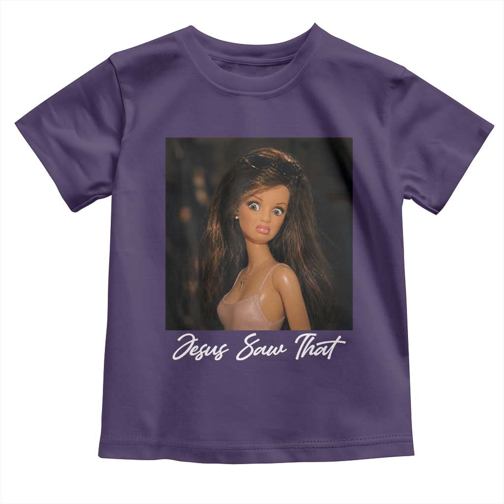 Funny Sassy Christian Doll Face Meme Toddler T Shirt Jesus Saw That