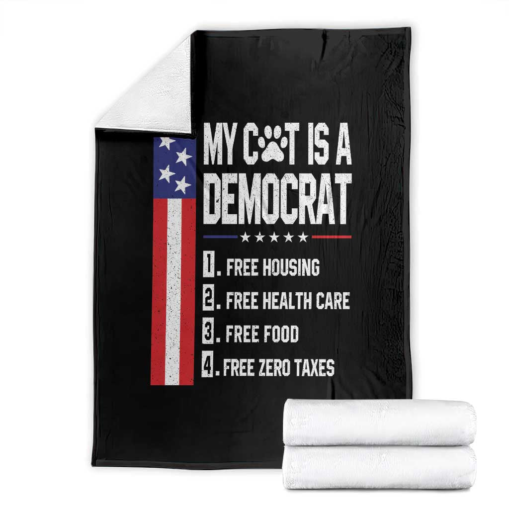 Funny My Cat Is A Democrat Throw Blanket Lazy Cat Political Humor TS12 Black Print Your Wear