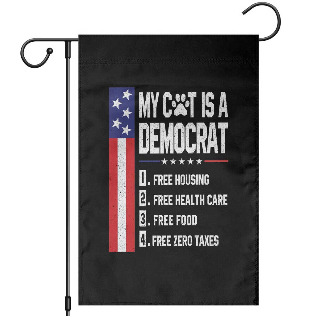 Funny My Cat Is A Democrat Garden Flag Lazy Cat Political Humor TS12 Black Print Your Wear