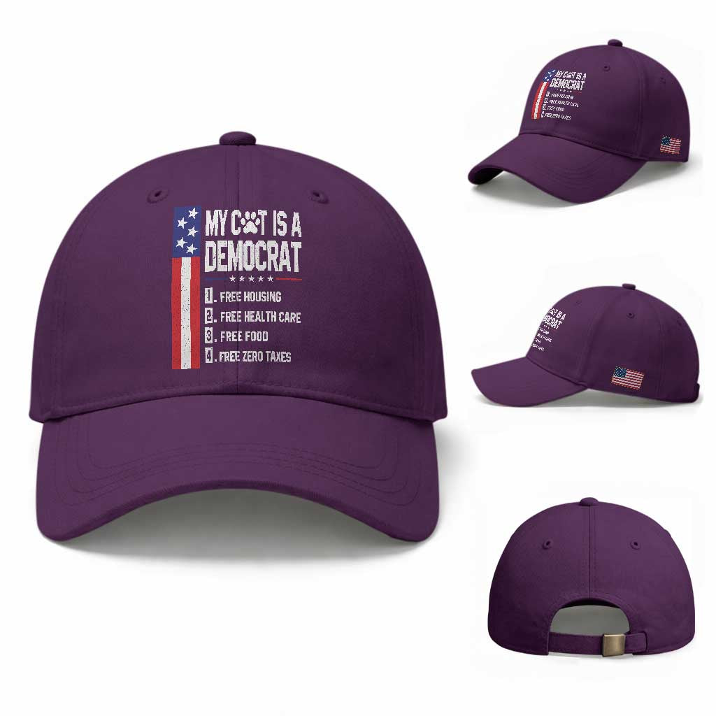 Funny My Cat Is A Democrat Baseball Cap Lazy Cat Political Humor TS12 Baseball Cap Universal Fit Purple Print Your Wear