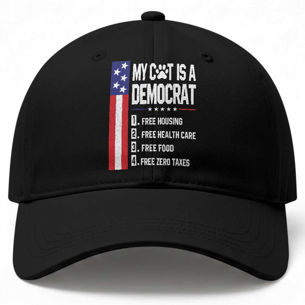 Funny My Cat Is A Democrat Baseball Cap Lazy Cat Political Humor TS12 Print Your Wear
