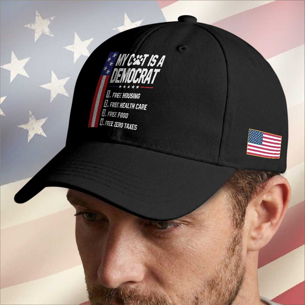 Funny My Cat Is A Democrat Baseball Cap Lazy Cat Political Humor TS12 Print Your Wear