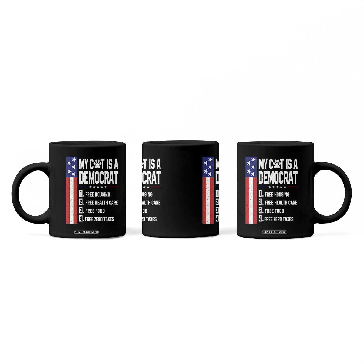 Funny My Cat Is A Democrat Coffee Mug Lazy Cat Political Humor