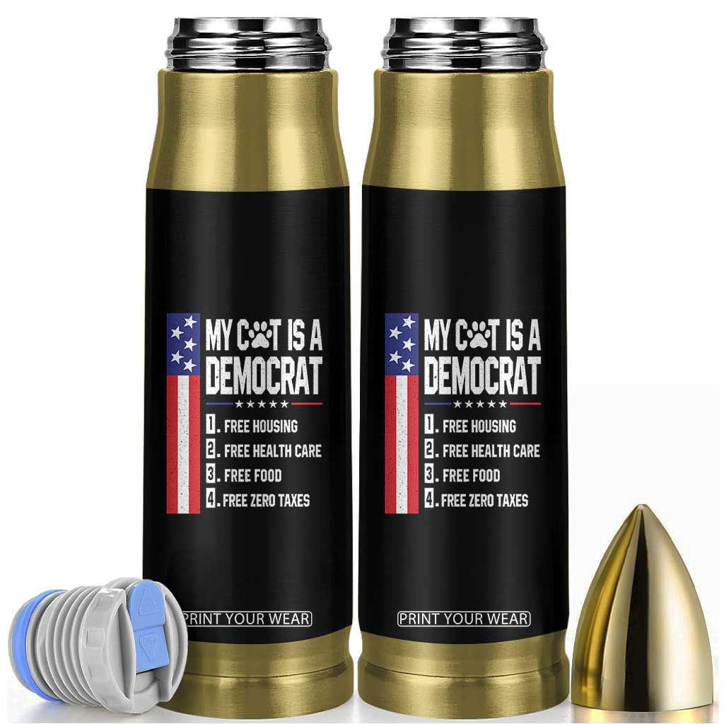 Funny My Cat Is A Democrat Bullet Tumbler Lazy Cat Political Humor TS12 Black Print Your Wear