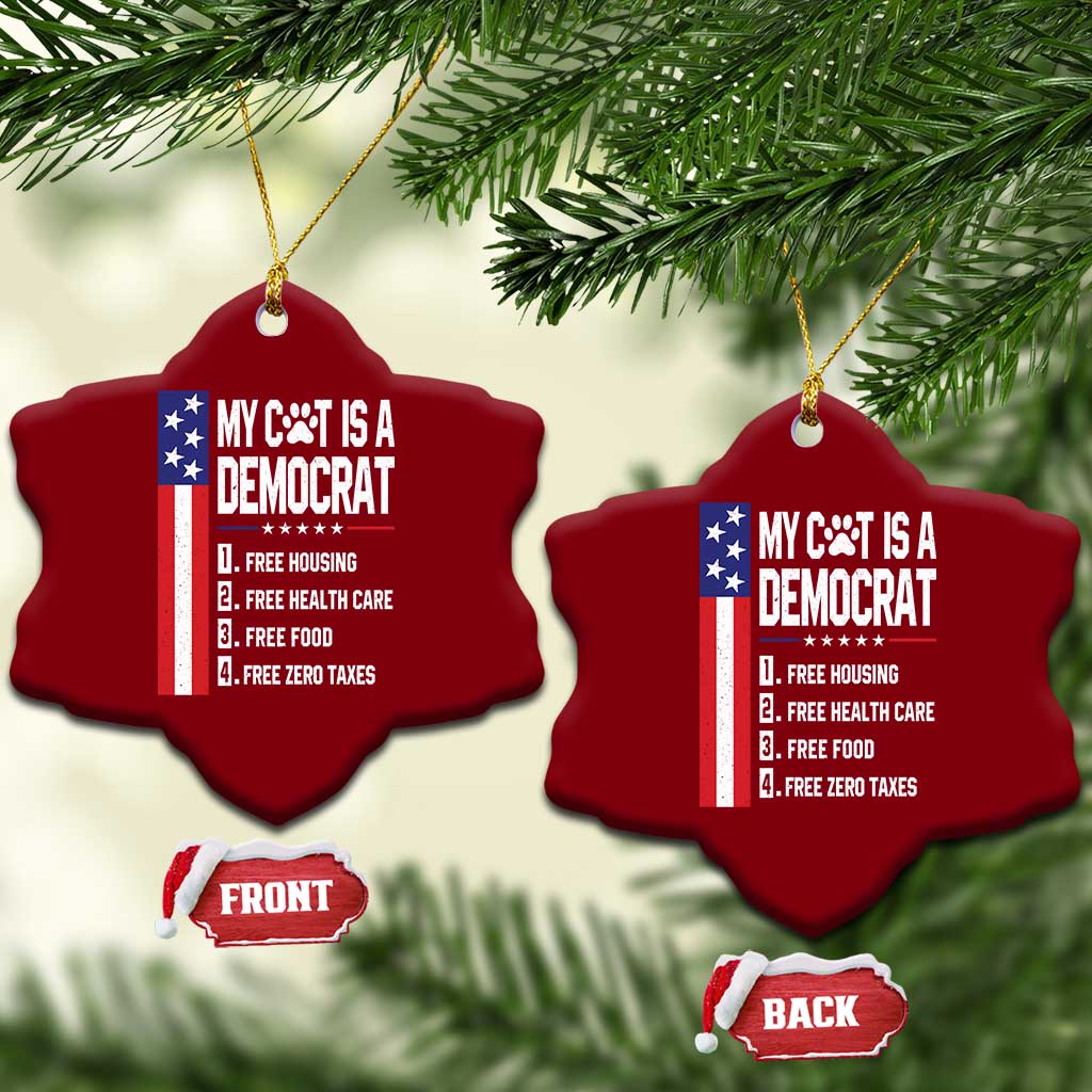 Funny My Cat Is A Democrat Ceramic Ornament Lazy Cat Political Humor