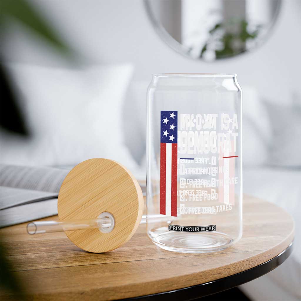 Funny My Cat Is A Democrat Glass Can Lazy Cat Political Humor