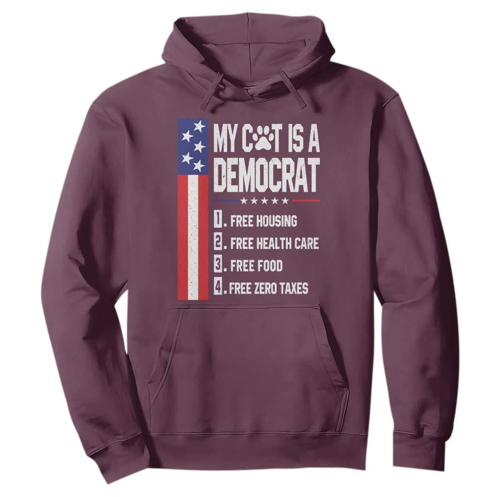 Funny My Cat Is A Democrat Hoodie Lazy Cat Political Humor