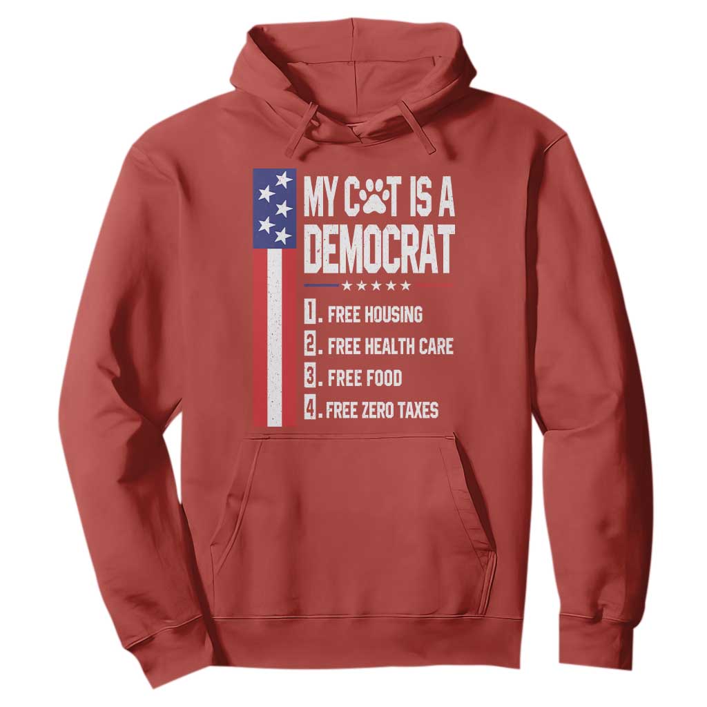 Funny My Cat Is A Democrat Hoodie Lazy Cat Political Humor