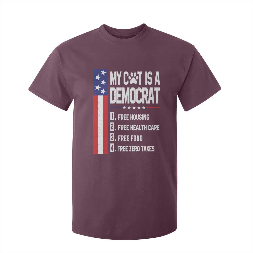 Funny My Cat Is A Democrat T Shirt For Kid Lazy Cat Political Humor