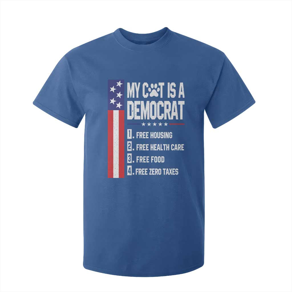 Funny My Cat Is A Democrat T Shirt For Kid Lazy Cat Political Humor