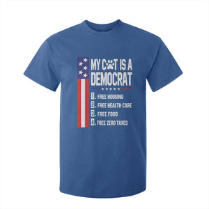 Funny My Cat Is A Democrat T Shirt For Kid Lazy Cat Political Humor