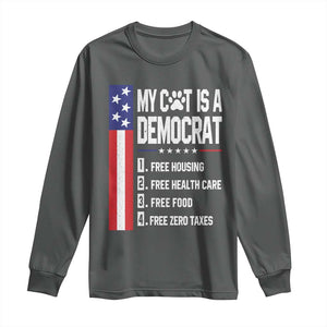 Funny My Cat Is A Democrat Long Sleeve Shirt Lazy Cat Political Humor