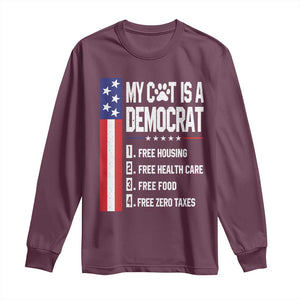 Funny My Cat Is A Democrat Long Sleeve Shirt Lazy Cat Political Humor
