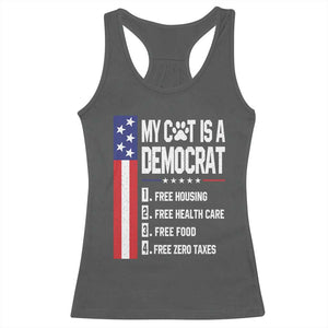 Funny My Cat Is A Democrat Racerback Tank Top Lazy Cat Political Humor