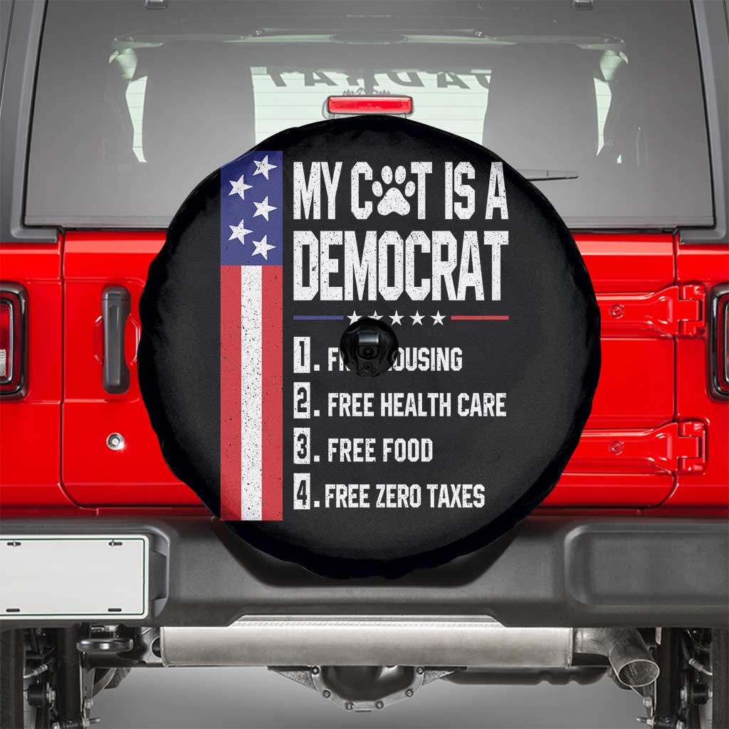 Funny My Cat Is A Democrat Spare Tire Cover Lazy Cat Political Humor