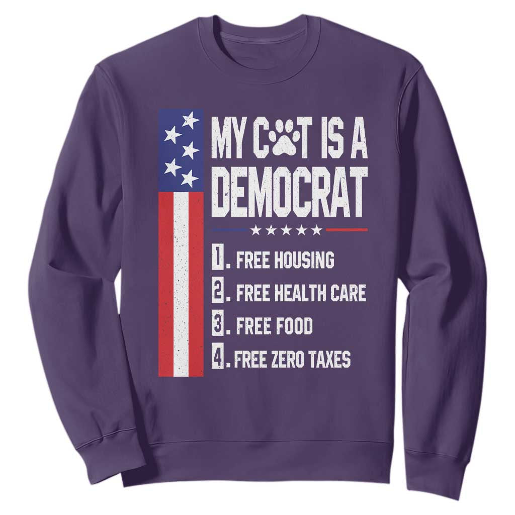 Funny My Cat Is A Democrat Sweatshirt Lazy Cat Political Humor