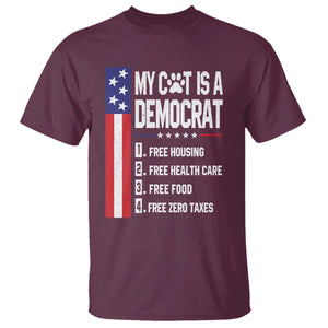 Funny My Cat Is A Democrat T Shirt Lazy Cat Political Humor