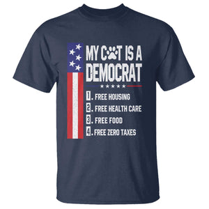 Funny My Cat Is A Democrat T Shirt Lazy Cat Political Humor