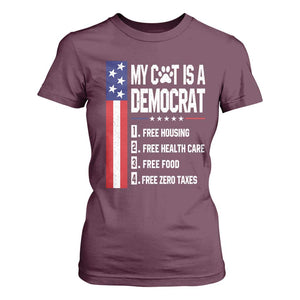 Funny My Cat Is A Democrat T Shirt For Women Lazy Cat Political Humor