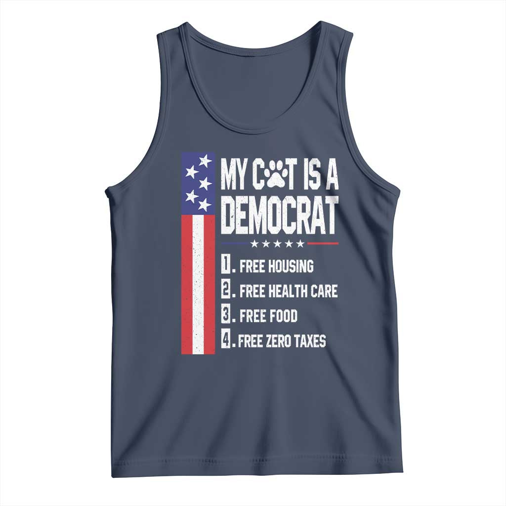 Funny My Cat Is A Democrat Tank Top Lazy Cat Political Humor