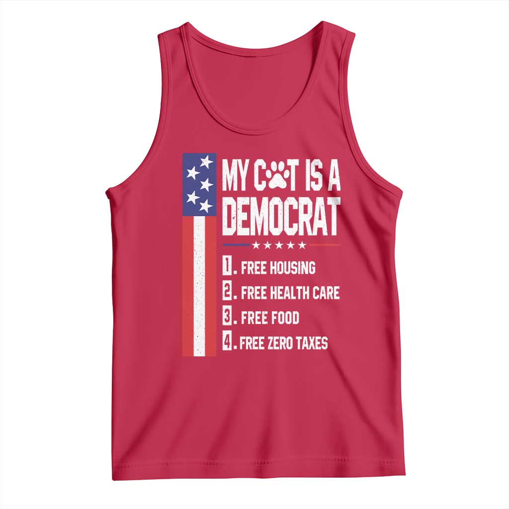 Funny My Cat Is A Democrat Tank Top Lazy Cat Political Humor