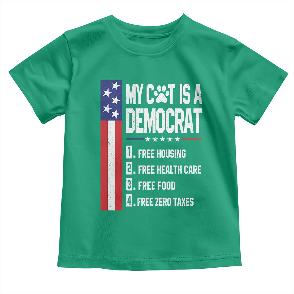 Funny My Cat Is A Democrat Toddler T Shirt Lazy Cat Political Humor