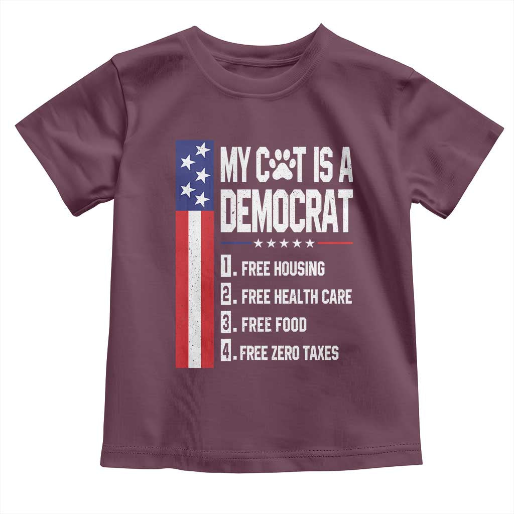 Funny My Cat Is A Democrat Toddler T Shirt Lazy Cat Political Humor