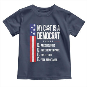 Funny My Cat Is A Democrat Toddler T Shirt Lazy Cat Political Humor
