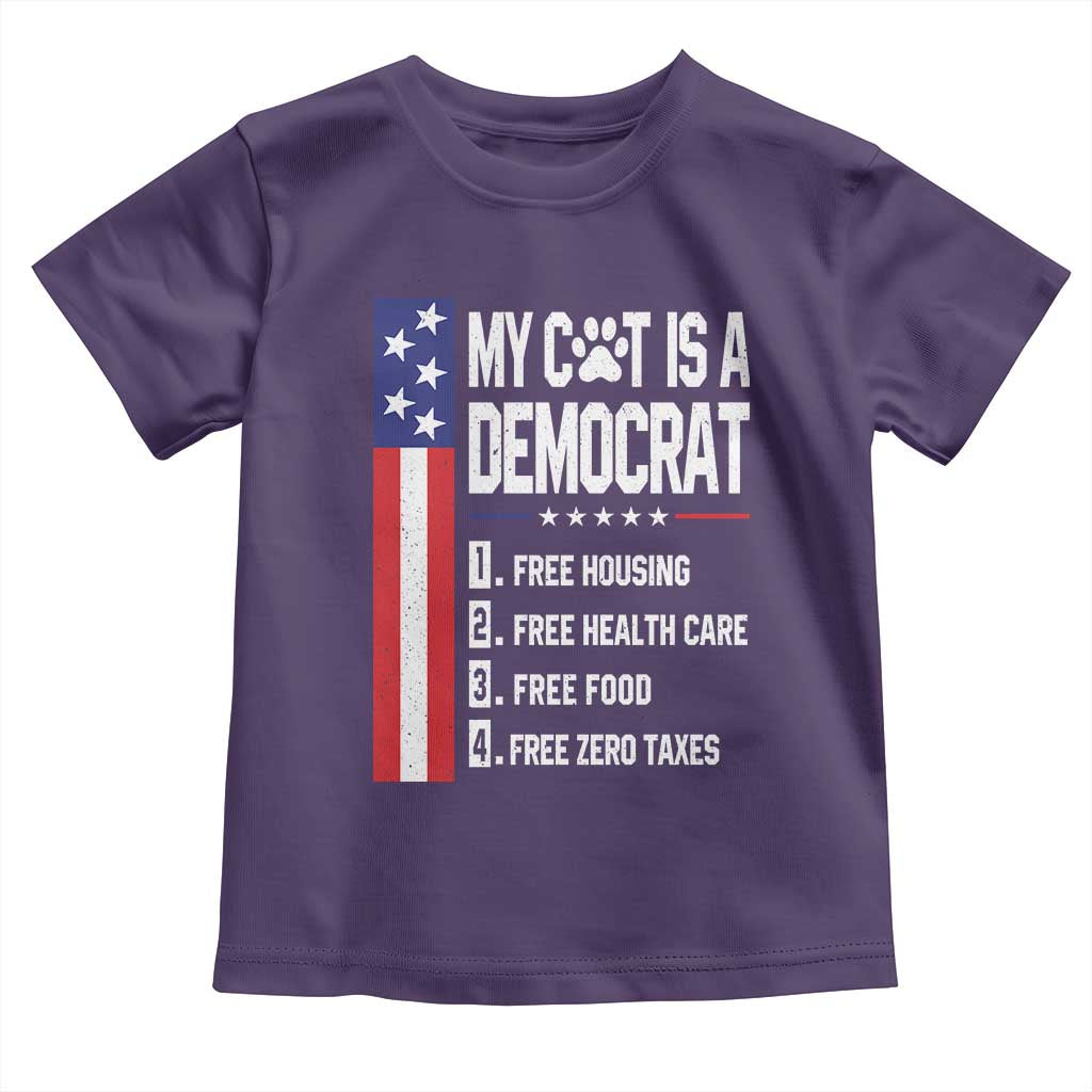 Funny My Cat Is A Democrat Toddler T Shirt Lazy Cat Political Humor