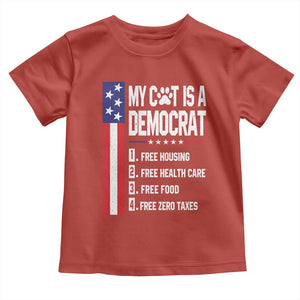 Funny My Cat Is A Democrat Toddler T Shirt Lazy Cat Political Humor