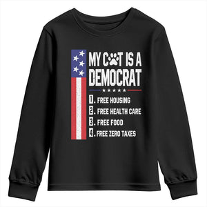 Funny My Cat Is A Democrat Youth Sweatshirt Lazy Cat Political Humor