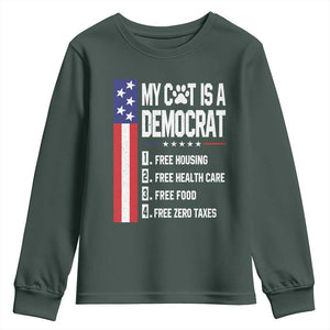 Funny My Cat Is A Democrat Youth Sweatshirt Lazy Cat Political Humor