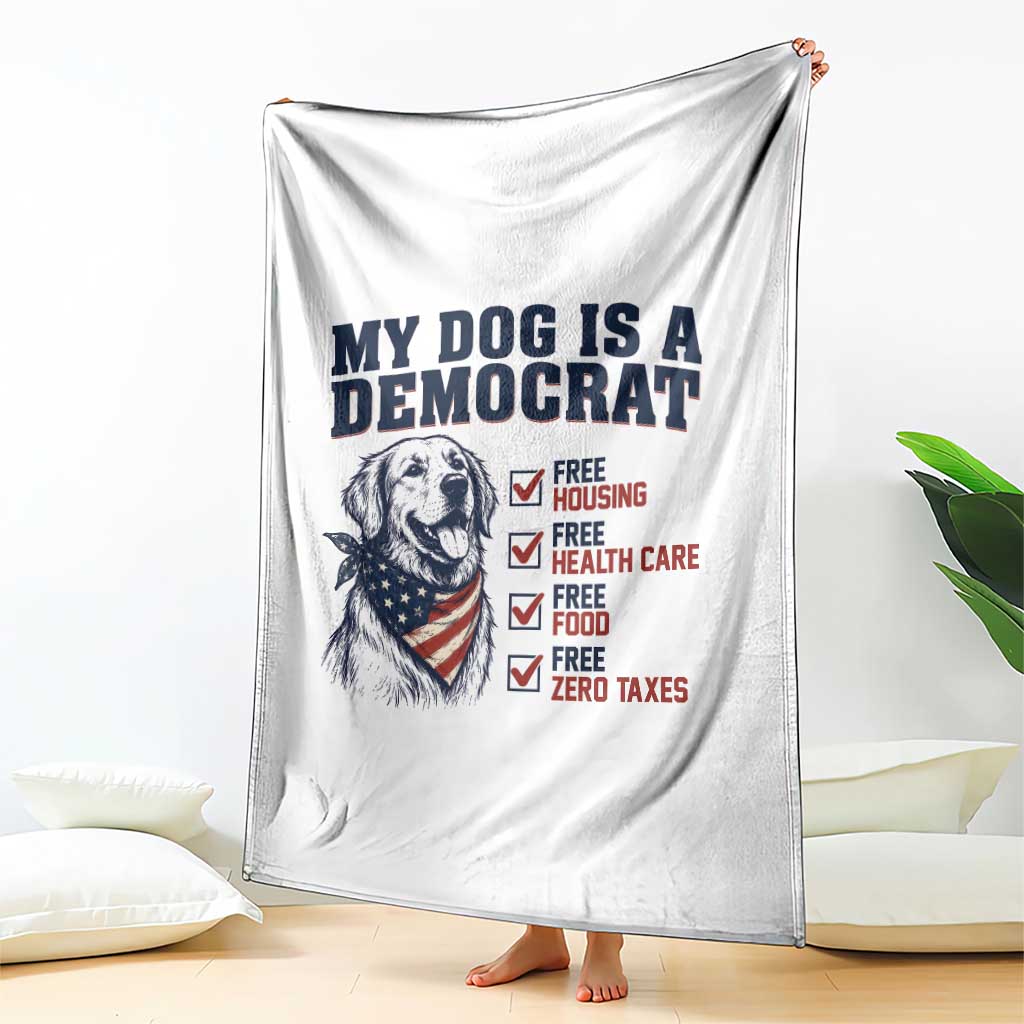 Funny Political Satire Dog Owner Gift Throw Blanket My Dog Is A Democrat