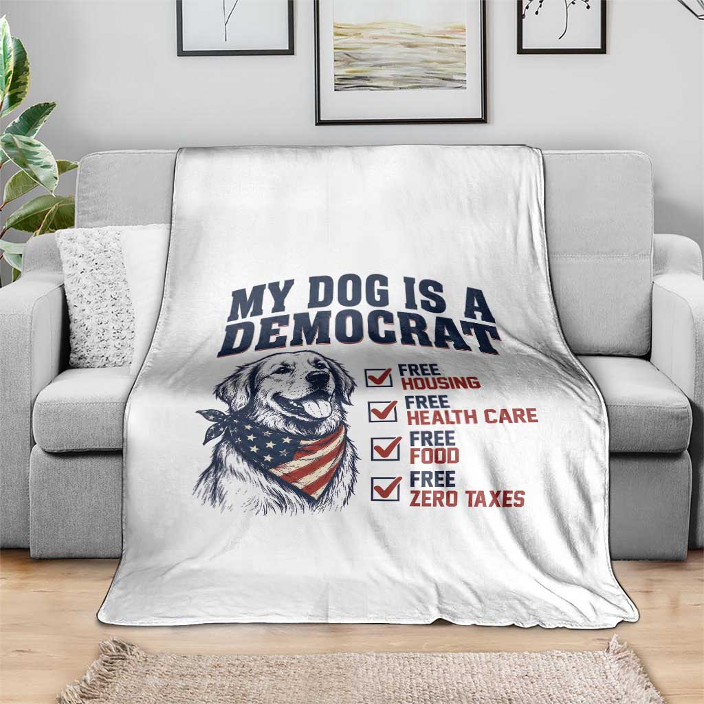 Funny Political Satire Dog Owner Gift Throw Blanket My Dog Is A Democrat