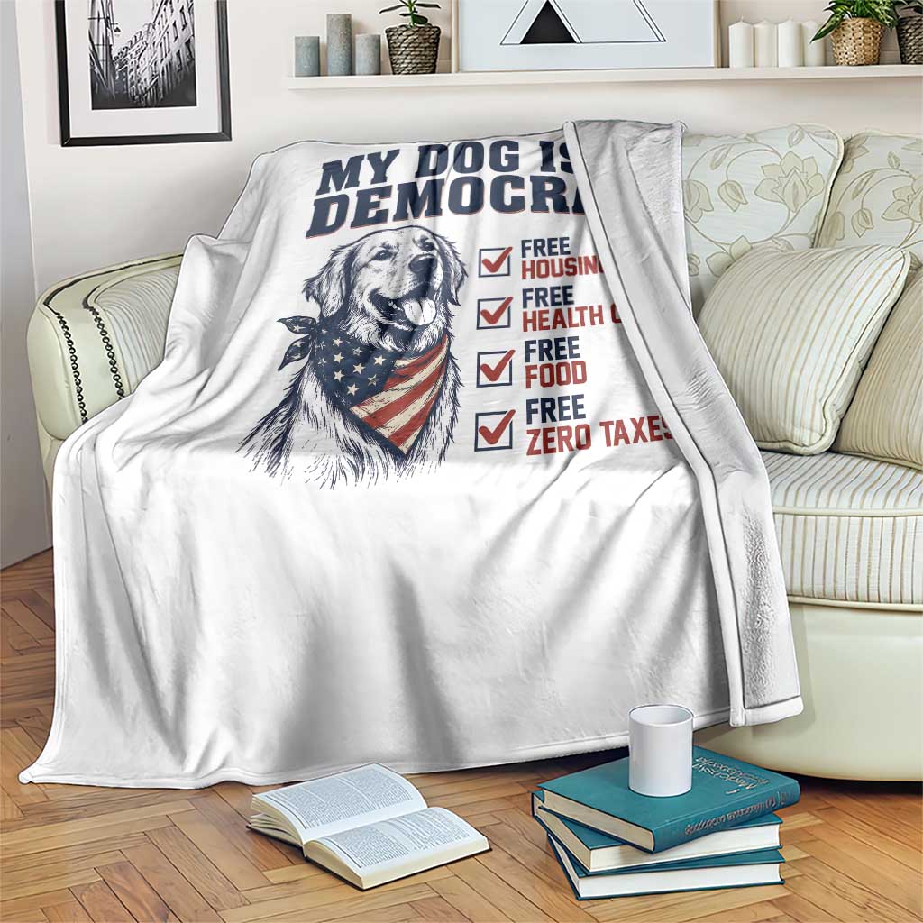 Funny Political Satire Dog Owner Gift Throw Blanket My Dog Is A Democrat