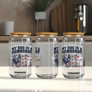 Funny Political Satire Dog Owner Gift Glass Can My Dog Is A Democrat
