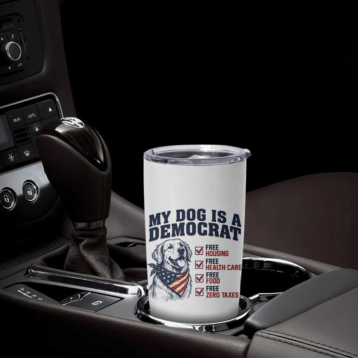 Funny Political Satire Dog Owner Gift Tumbler Cup My Dog Is A Democrat