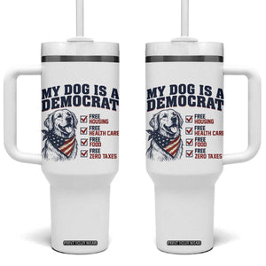 Funny Political Satire Dog Owner Gift Tumbler With Handle My Dog Is A Democrat