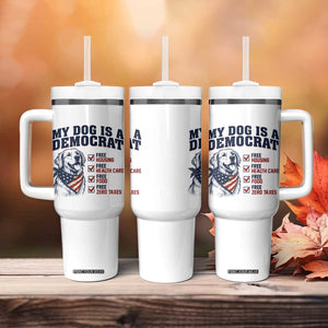 Funny Political Satire Dog Owner Gift Tumbler With Handle My Dog Is A Democrat