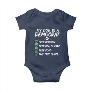 My Dog Is A Democrat Baby Onesie Funny Political Satire Graphic
